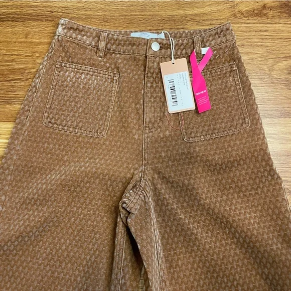 Fabrique Hilda Geometric Texture Baggy Jeans Faded Jacquard Denim - Picture 4 of 8